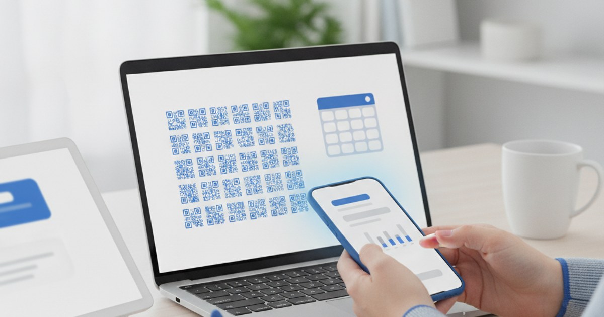 A grid of several QR codes generated in a batch and organized in a spreadsheet